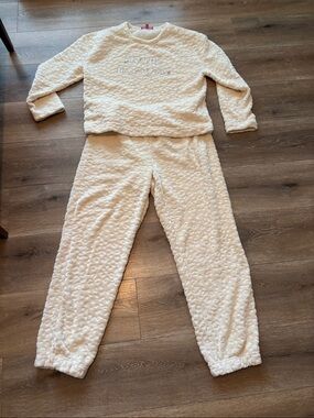 Charisma Cream Plush Two-Piece Pajama Set